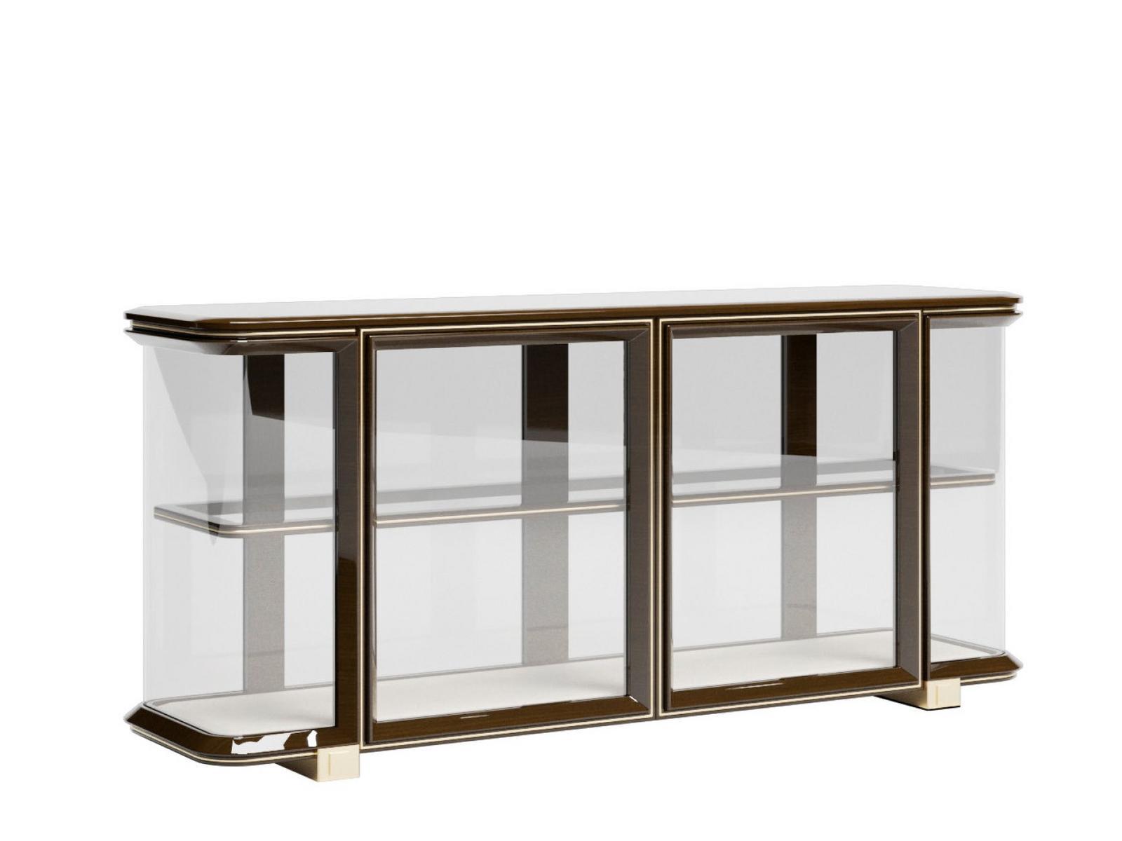 Wood and glass sideboard with integrated lighting | Grace by Volpi