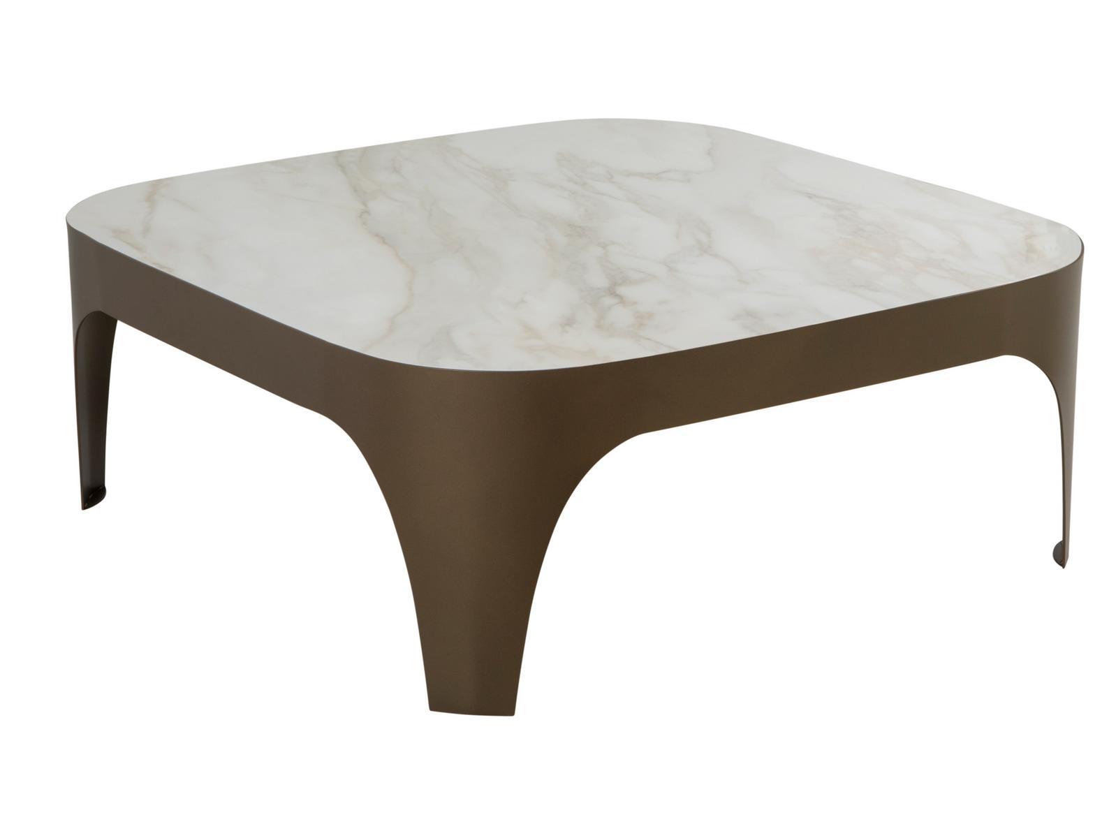 Square steel coffee table and porcelain stoneware top | Modì by Tonin Casa