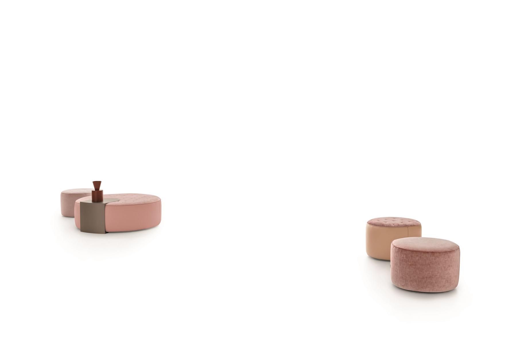 Tufted upholstered round fabric pouf | Clip by Ditre Italia