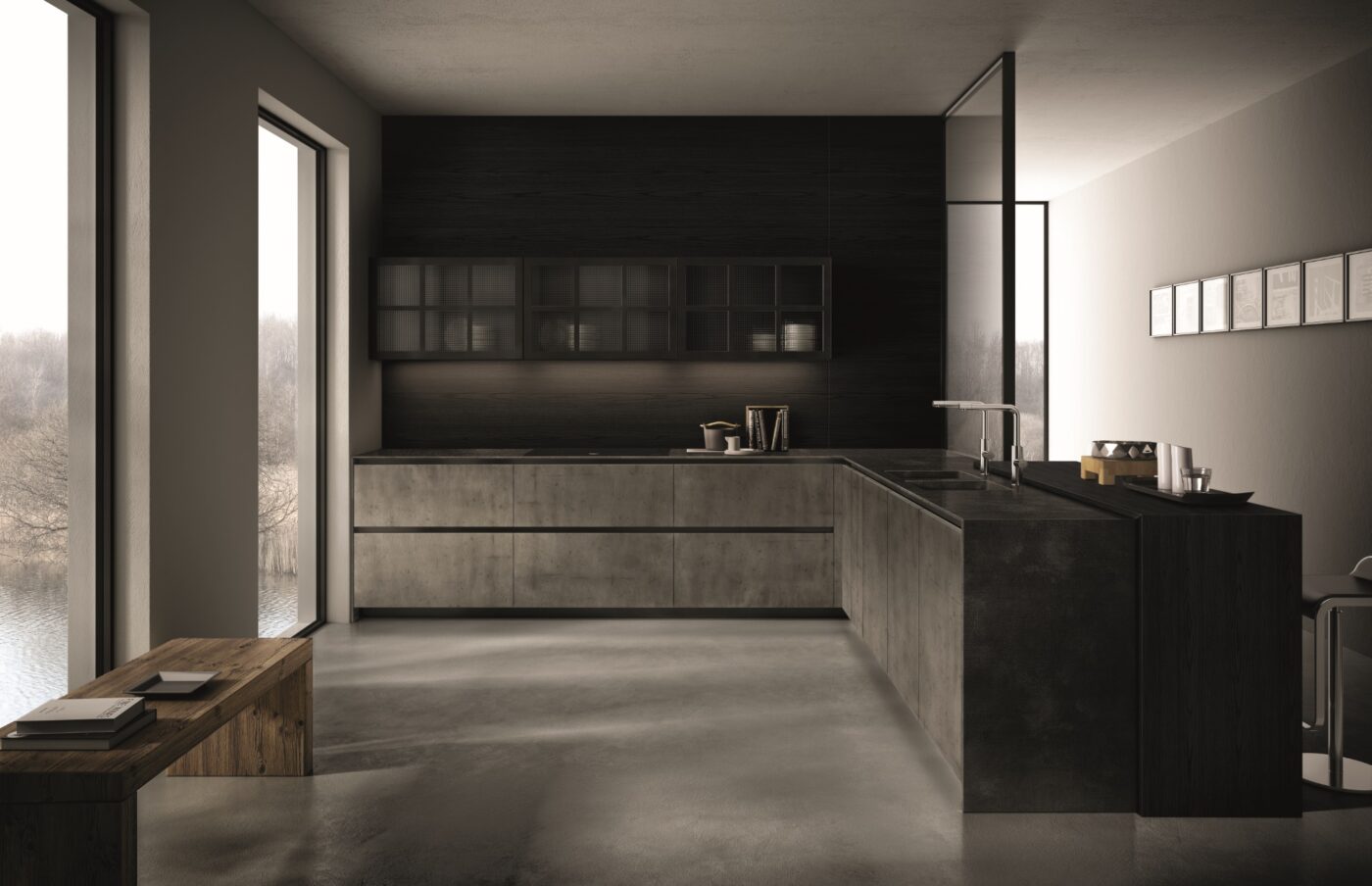Metal kitchen with integrated handles Aster Cucine Factory