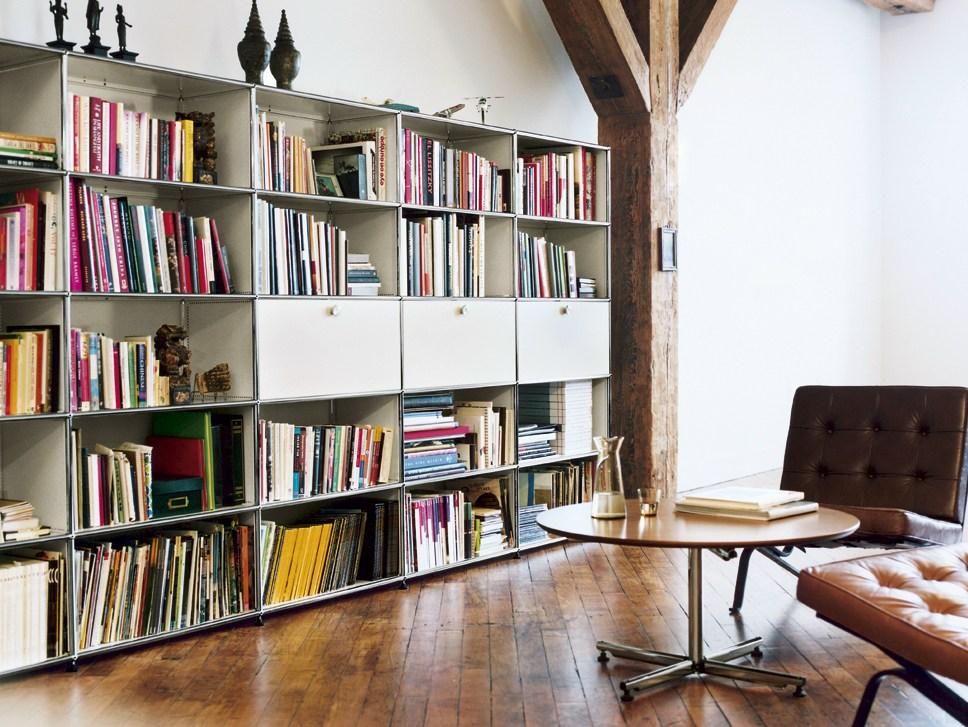 Open sectional metal bookcase | Haller Bookshelves by USM