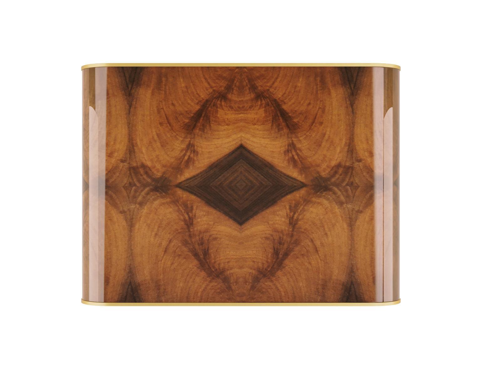 Rectangular side table in walnut and gold satin metal | Dea by Bruno Zampa