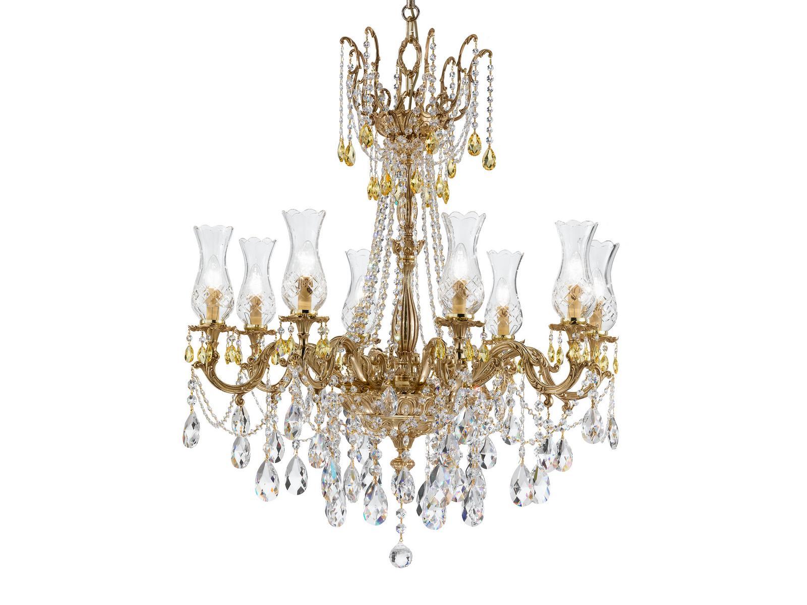 French Gold chandelier with Schoeler Crystals | Queen 095/8-sh/g by Possoni Illuminazione