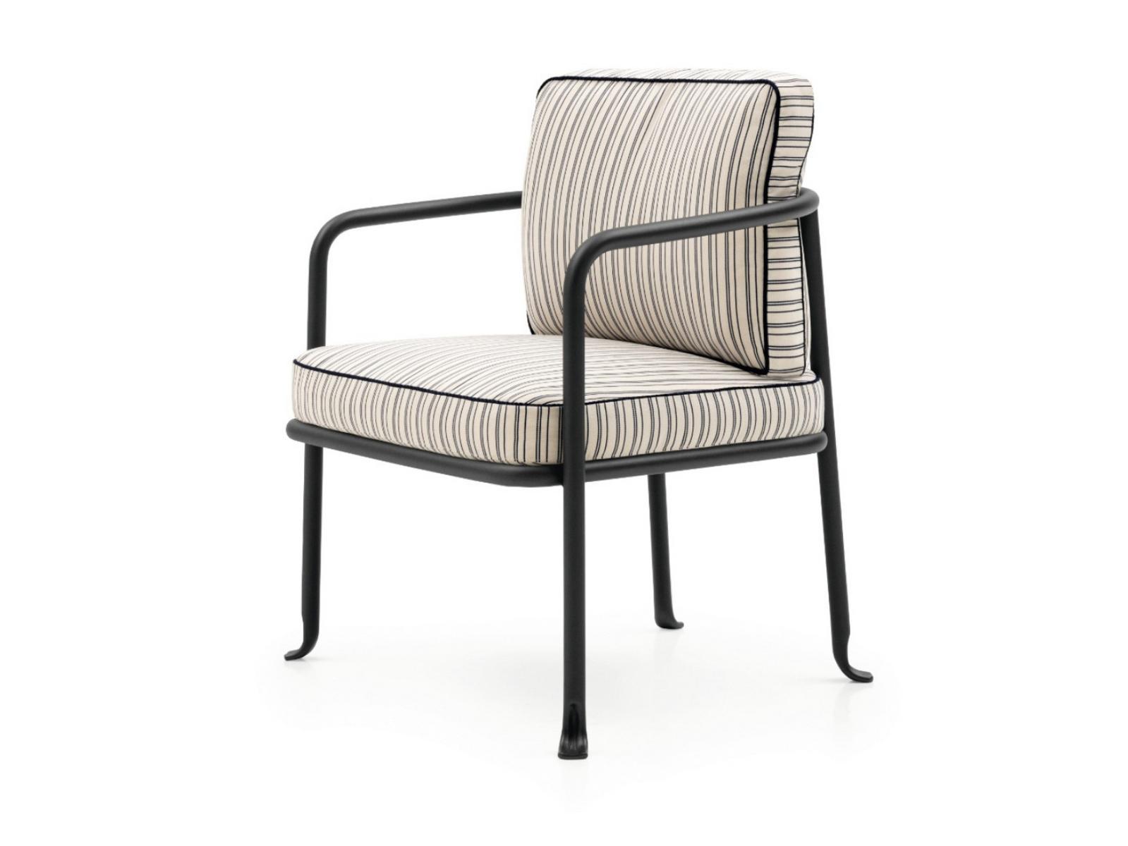 Upholstered fabric garden chair with armrests | Borea by B&B Italia