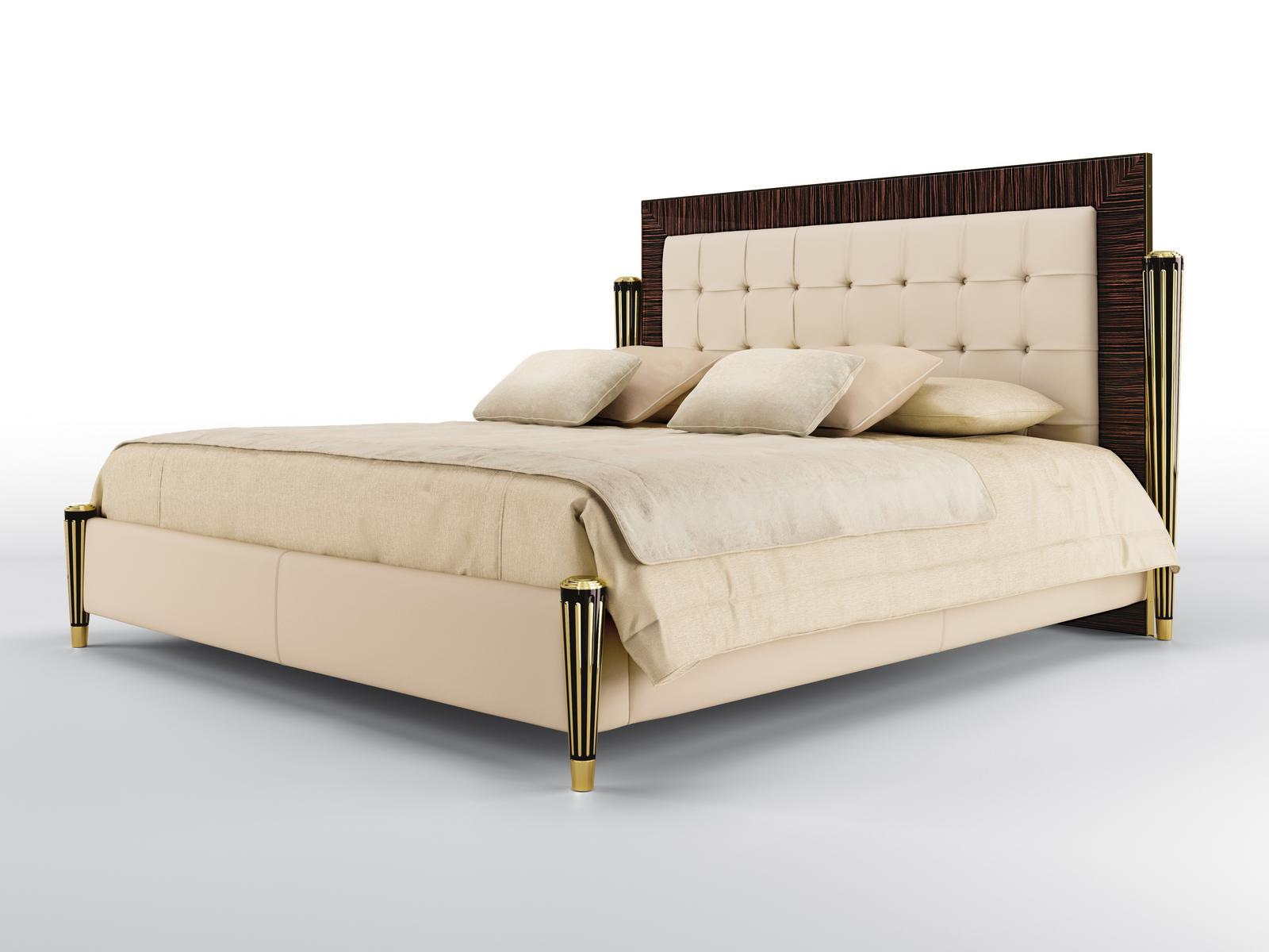 Leather bed with tufted headboard | Juno by Bruno Zampa