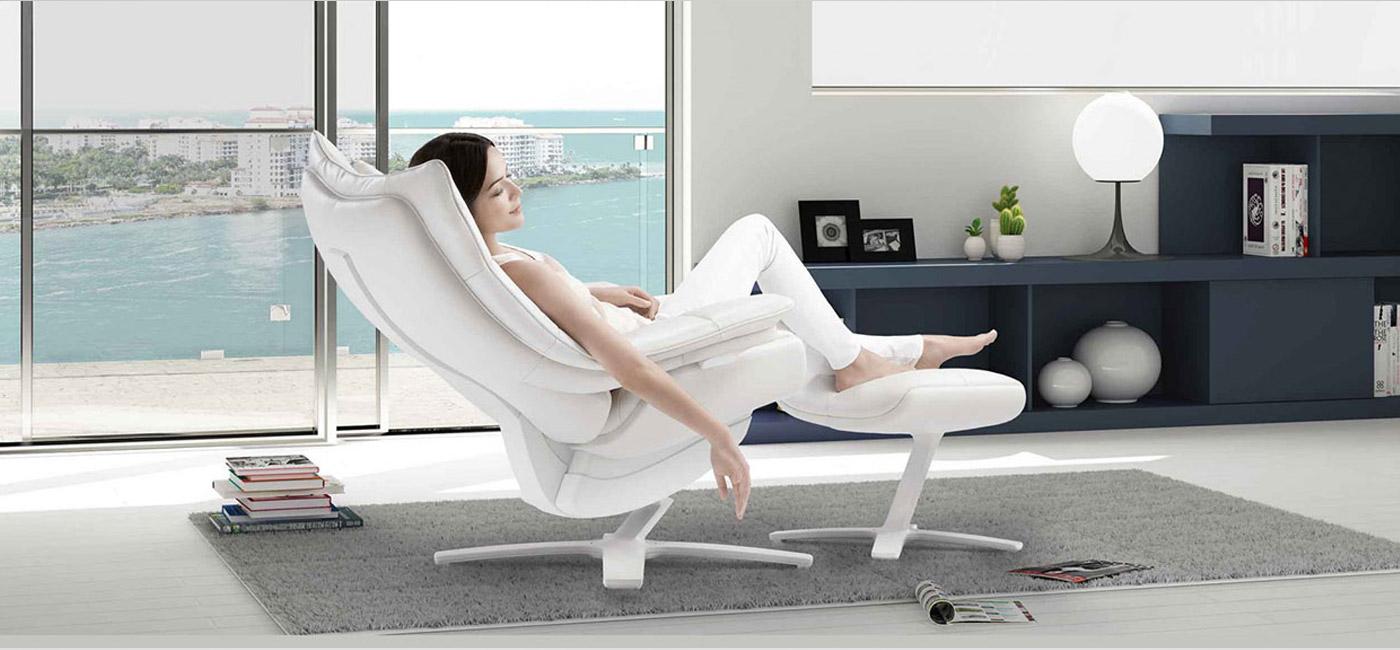 Recliner leather armchair with headrest | Re-vive Quilted by Natuzzi Italia