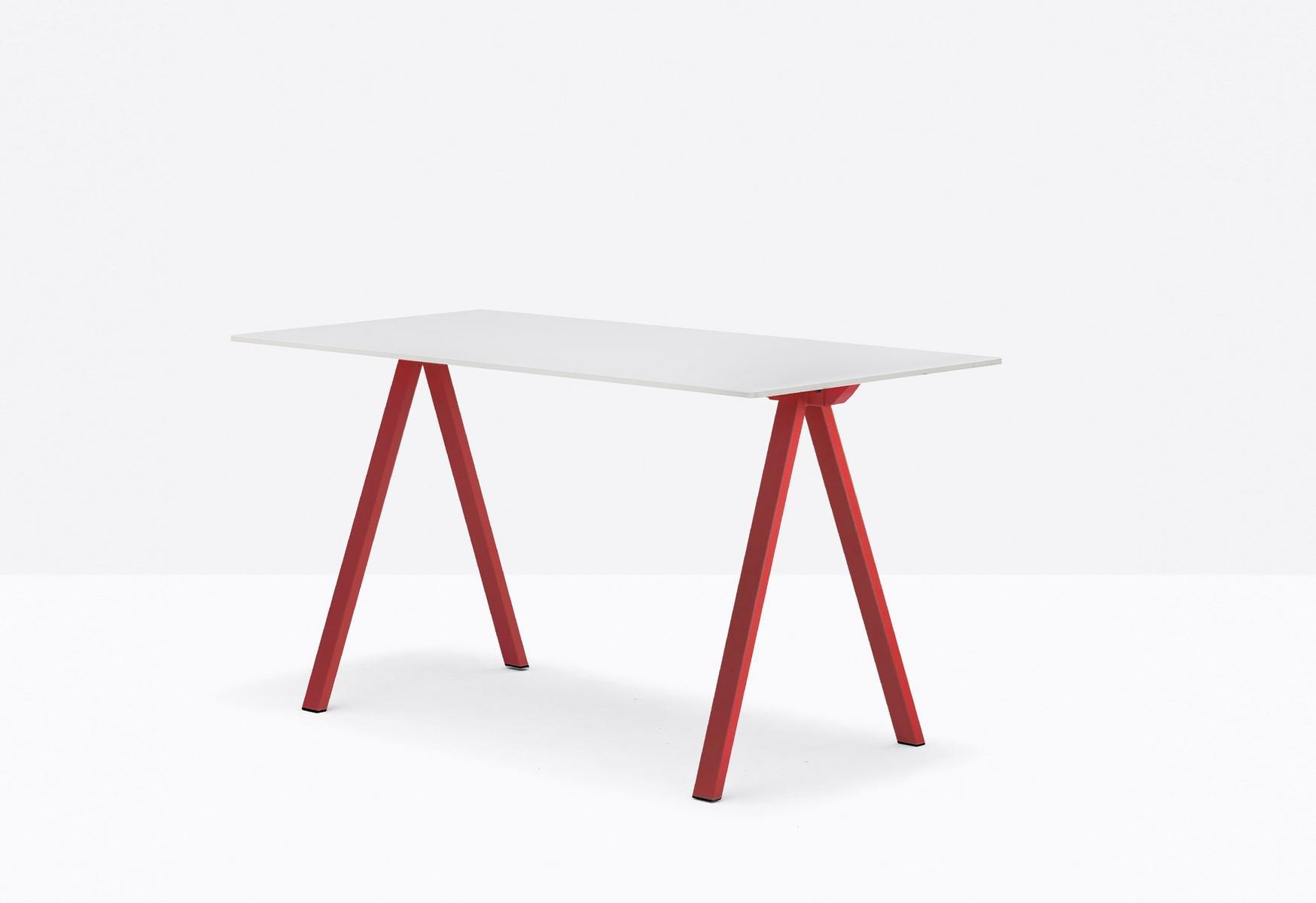 Table with steel trestle legs and solid laminate top | Arki-desk by Pedrali