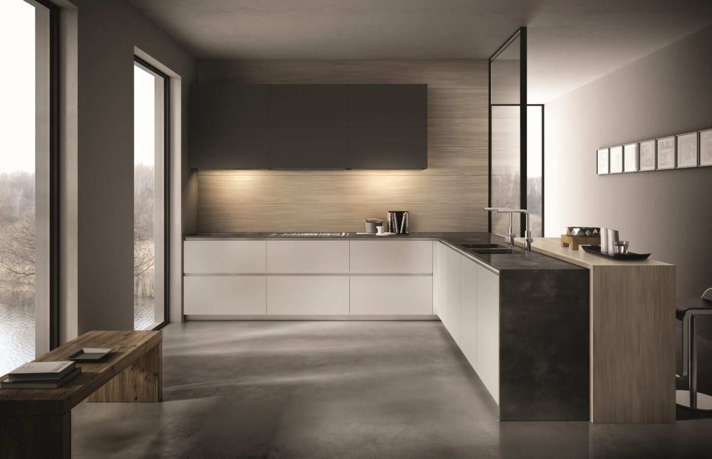 Stone kitchen with handles Aster Cucine Contempora
