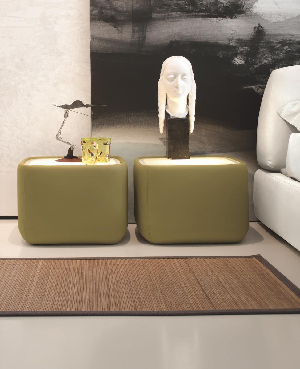 Square fabric bedside table with built-in lights | Teeny by Tonin Casa