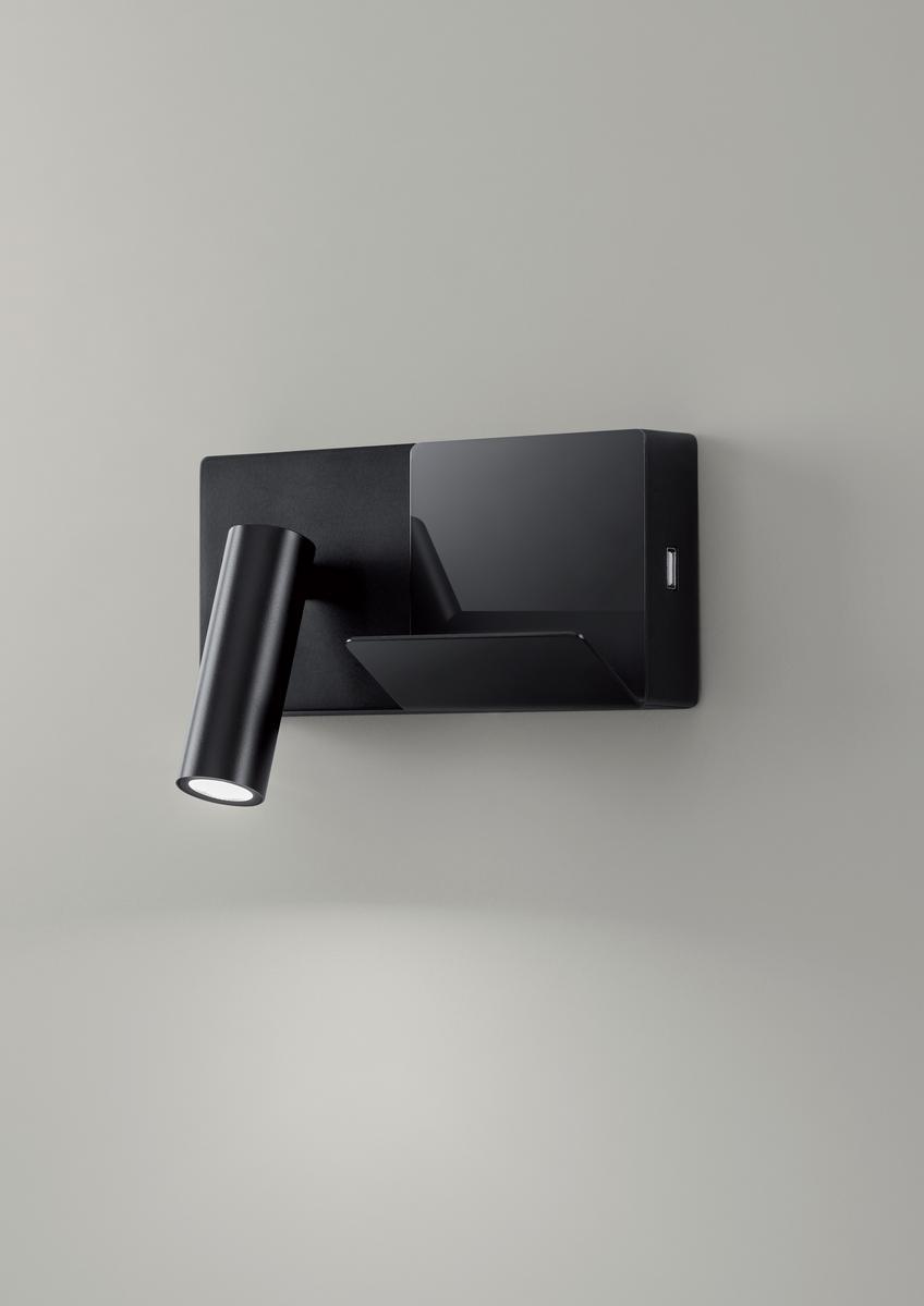 LED adjustable aluminium wall lamp with USB | Elamp by Leds C4