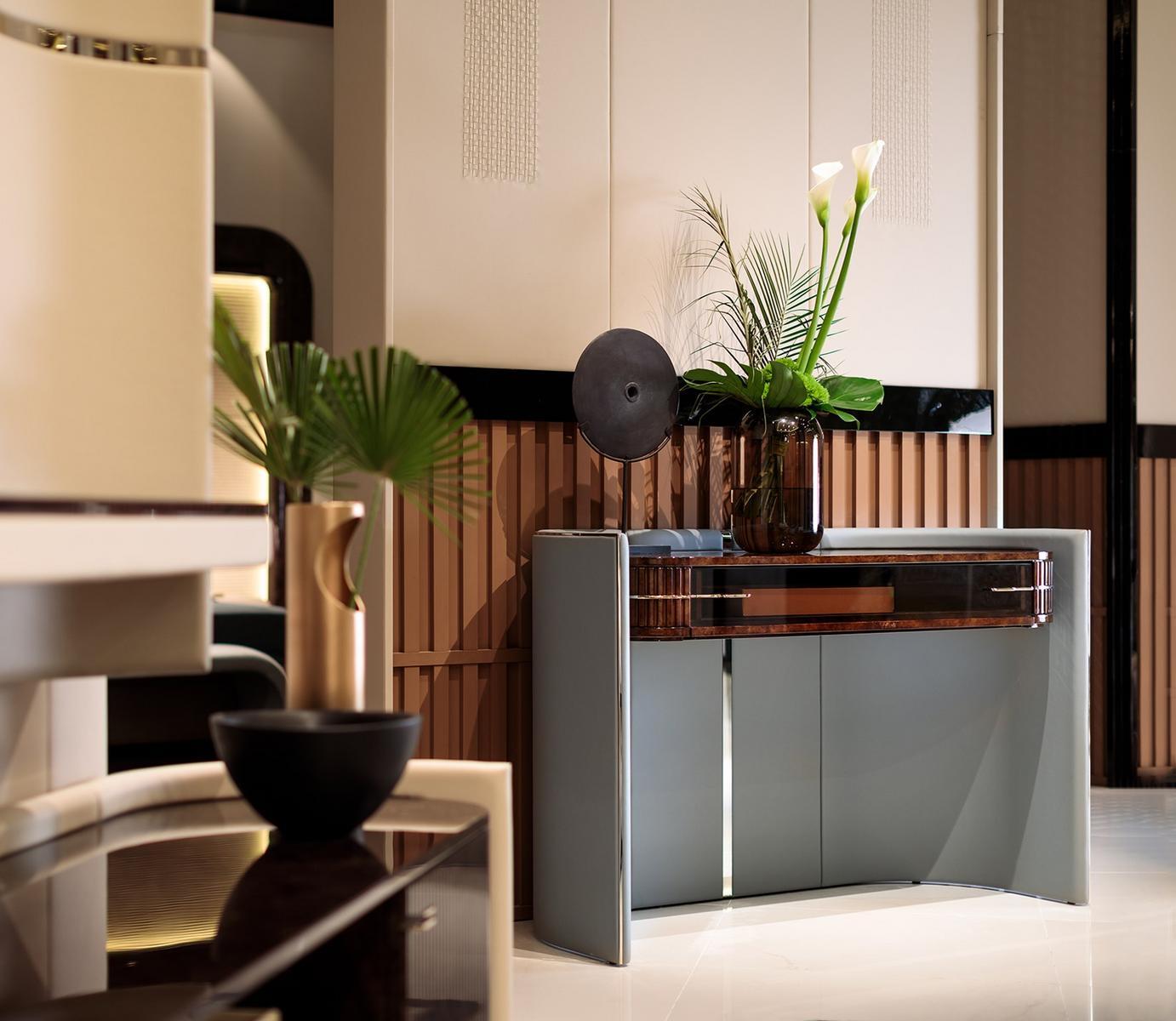 Rectangular leather console table | Eclipse by Turri