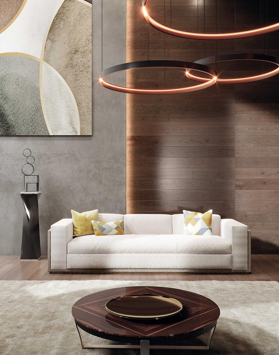 Low round steel and wood coffee table | Aristo Xl by Capital Collection