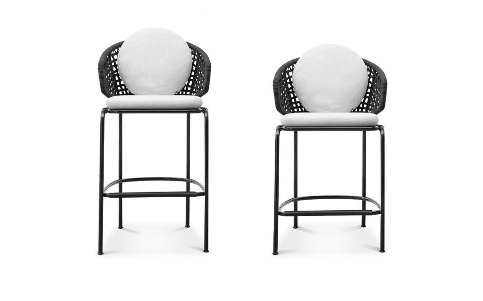 High stool with back | Aston Cord Outdoor by Minotti