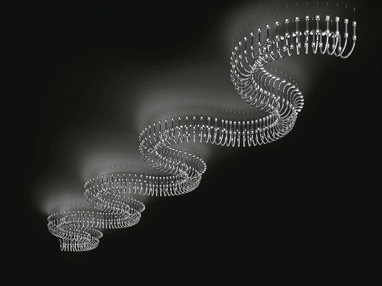 LED metal ceiling lamp with crystals | Raqam N4 by Masiero