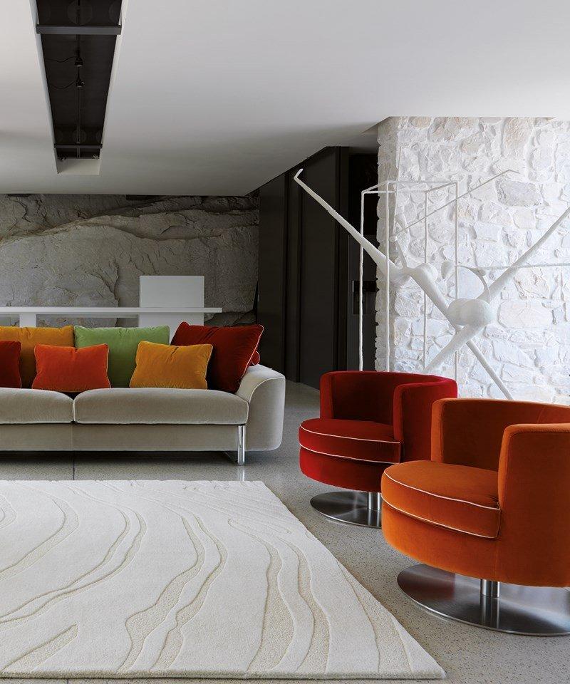 Swivel velvet easy chair | Frisbee by Borzalino