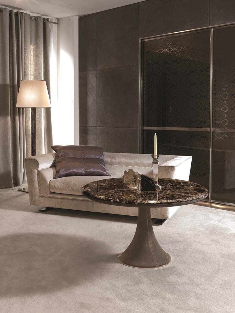 Round leather coffee table | David by Longhi