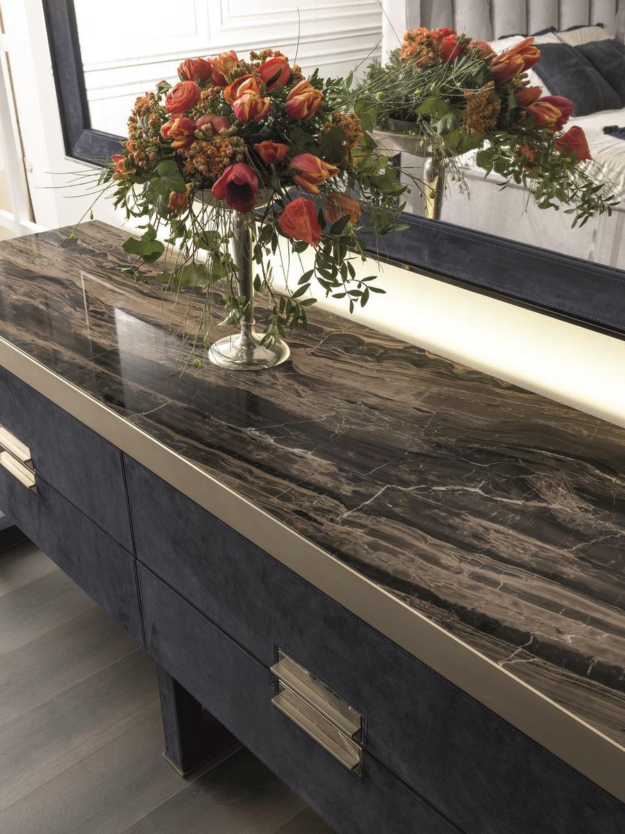 Rectangular wood chest of drawers with integrated handles | Orwell by Longhi