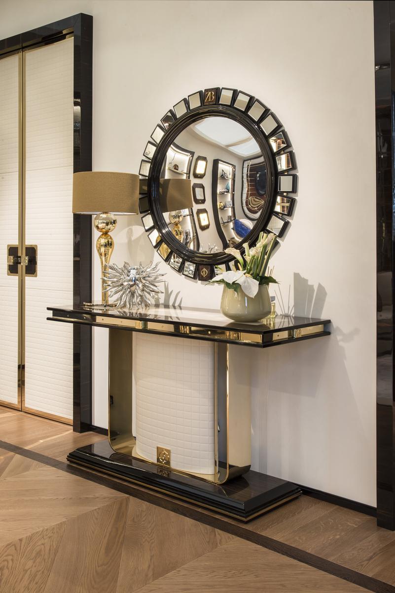Rectangular console table in ebony and metal | Randolph by Bruno Zampa