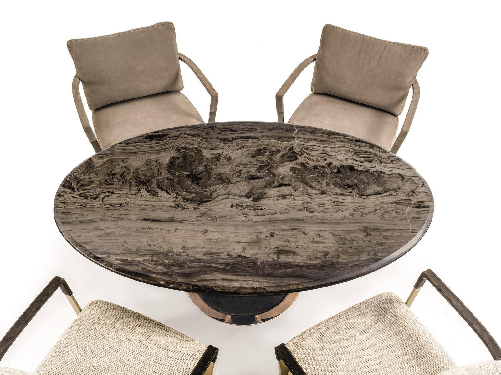 Round leather coffee table | David by Longhi