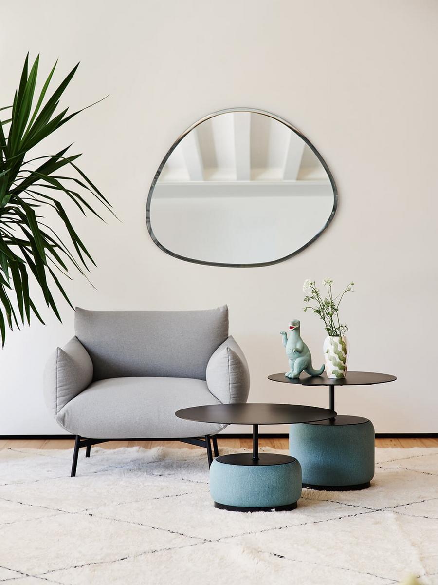 Round coffee table in steel and fabric | Bloom H50 by Midj