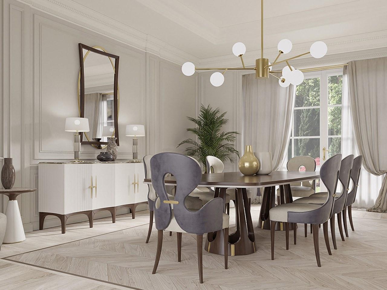 Wooden sideboard with hinged doors and marble top | Pr.483 by Stella del Mobile