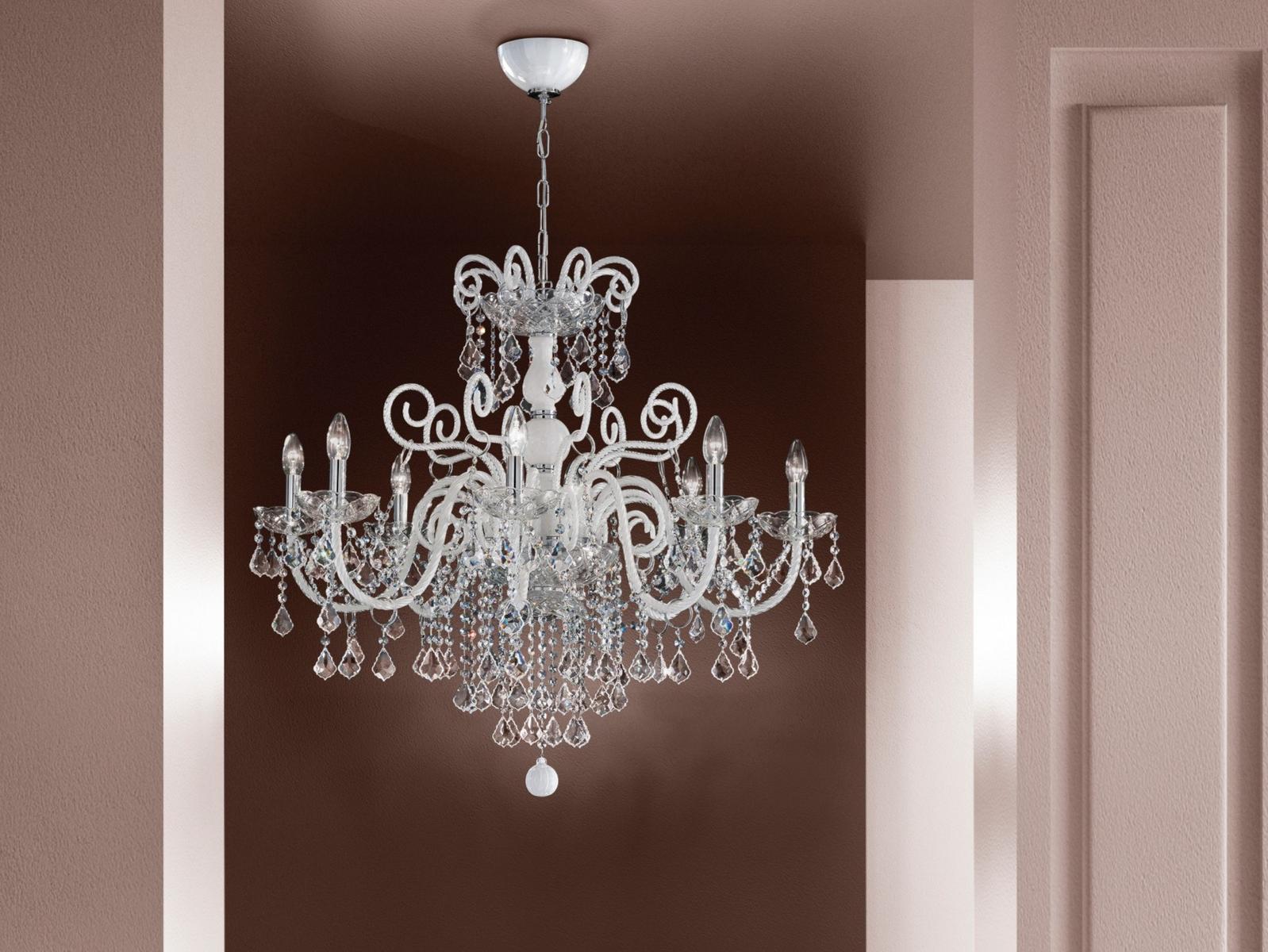 Glass chandelier with crystals | Dandolo by Sylcom