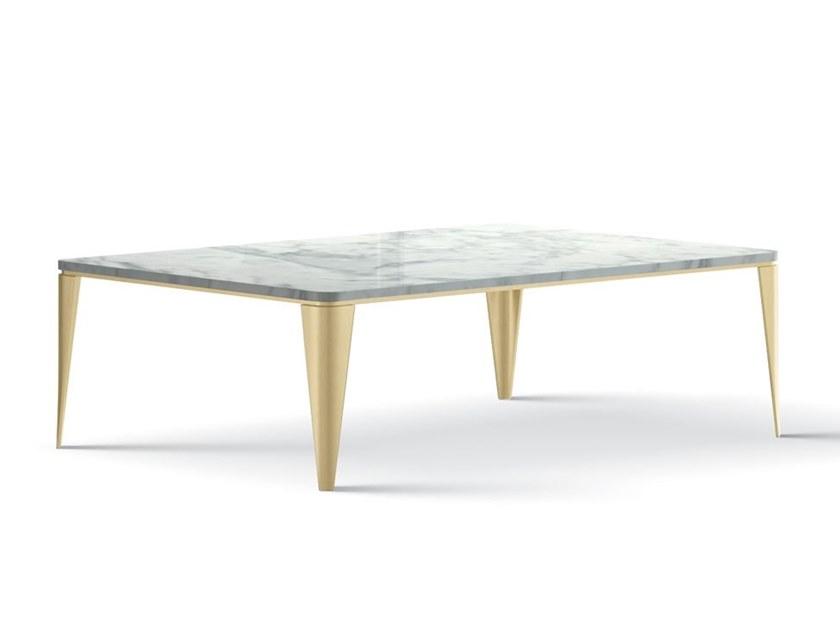 Low rectangular coffee table with marble top | 7340 by Carpanese home
