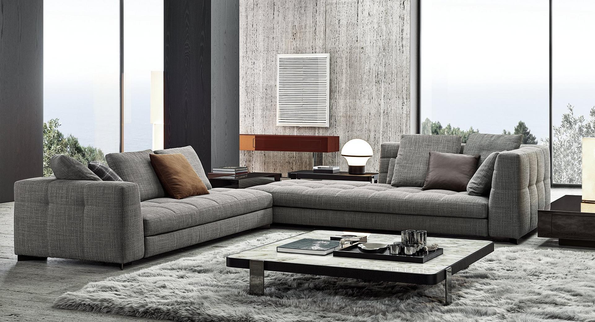 Sectional fabric sofa | Blazer by Minotti