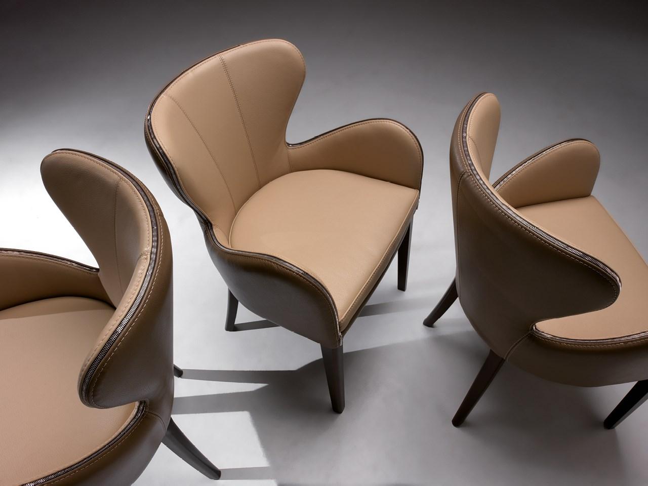 Upholstered leather chair | Elektra by Borzalino