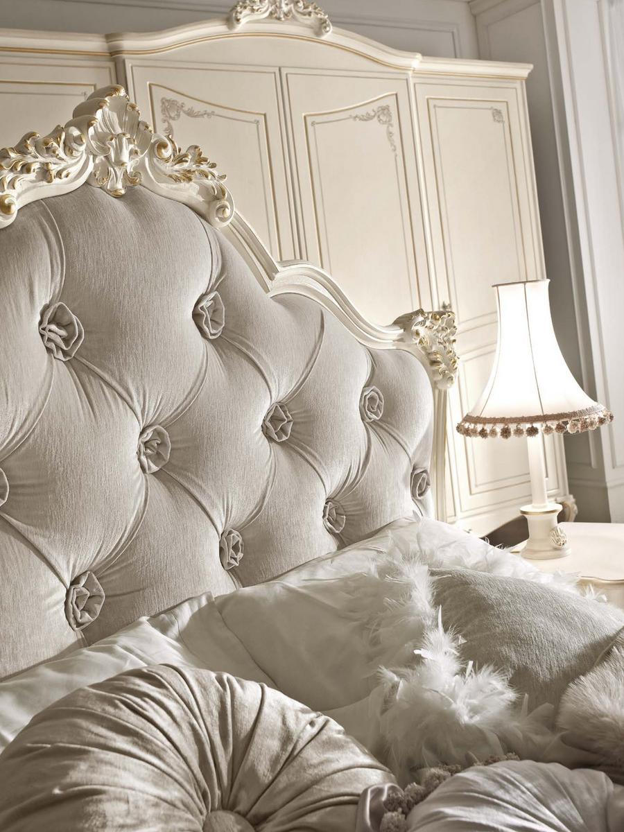 Double bed with upholstered headboard | Perla by Volpi