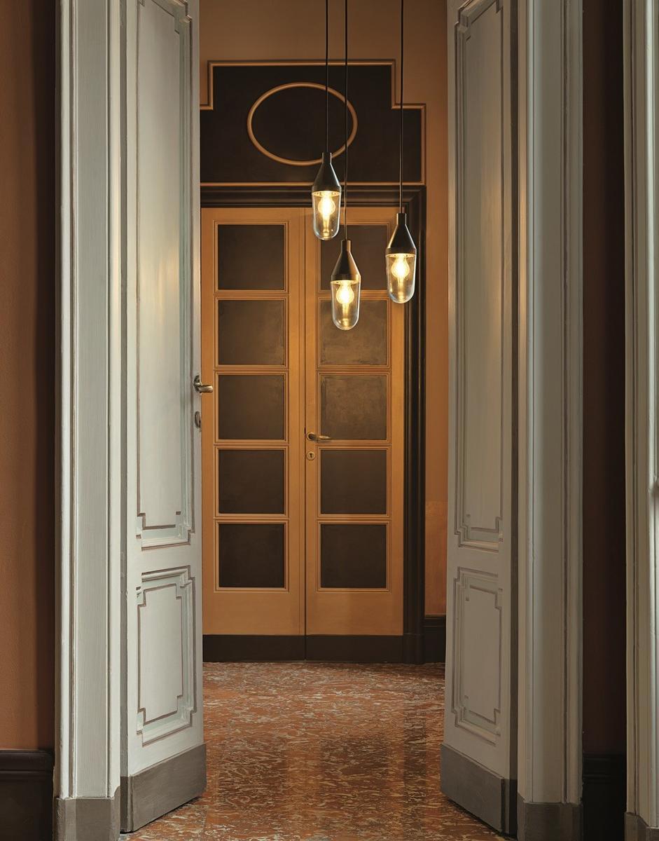 Glass and aluminium pendant lamp | Niwa - 1180 by Oluce