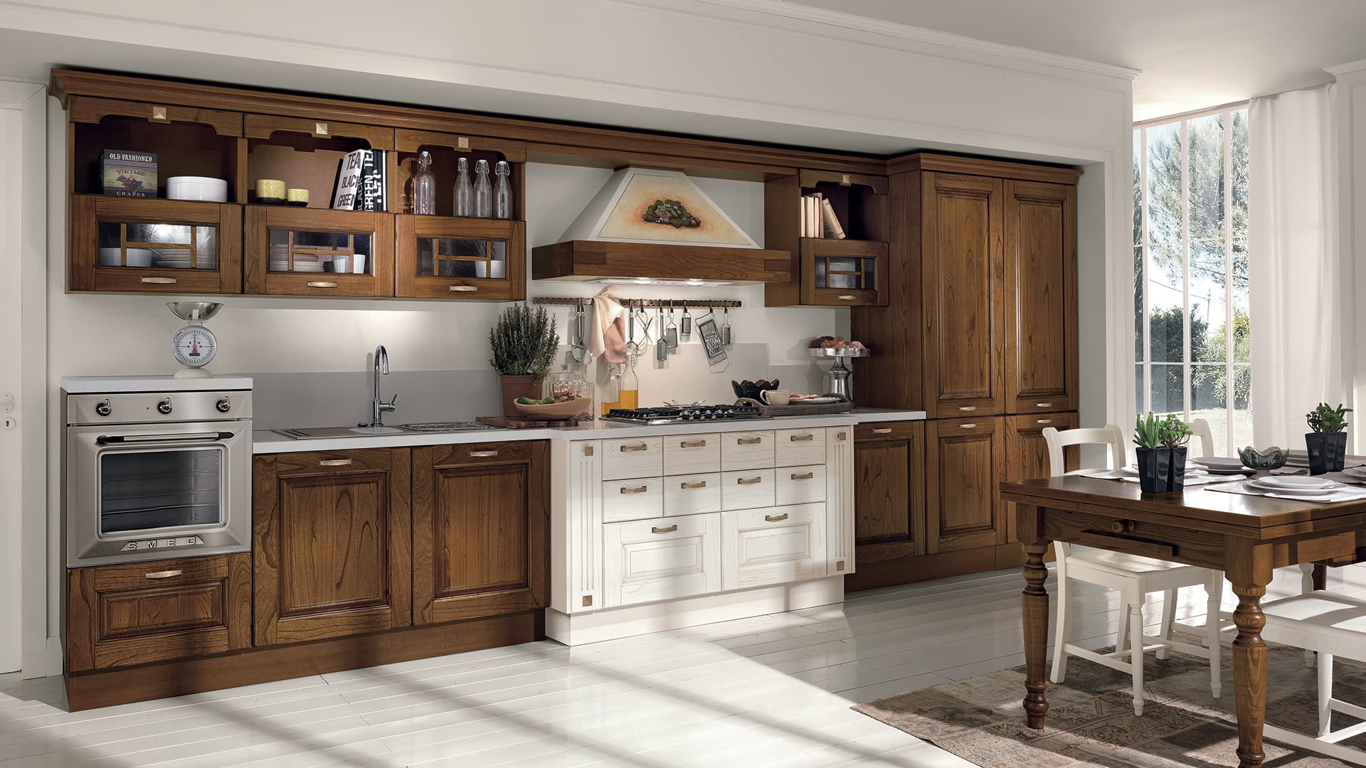 Wood kitchen without handles Lube Cucine Laura