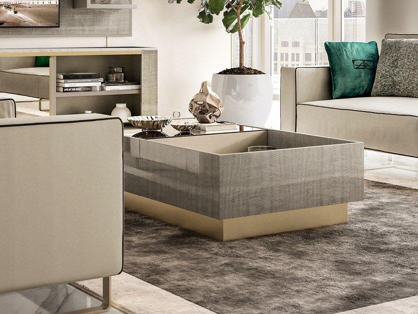 Rectangular wood and glass coffee table with storage space | Richmond Upon Thames by Barnini Oseo