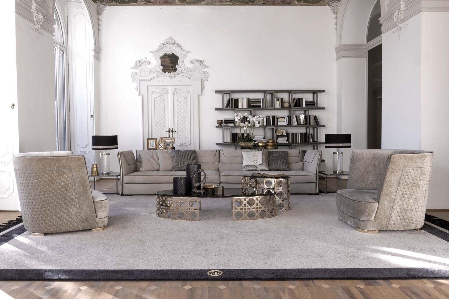 Modular nabuk sofa in a contemporary style | Clivio by Vittoria Frigerio