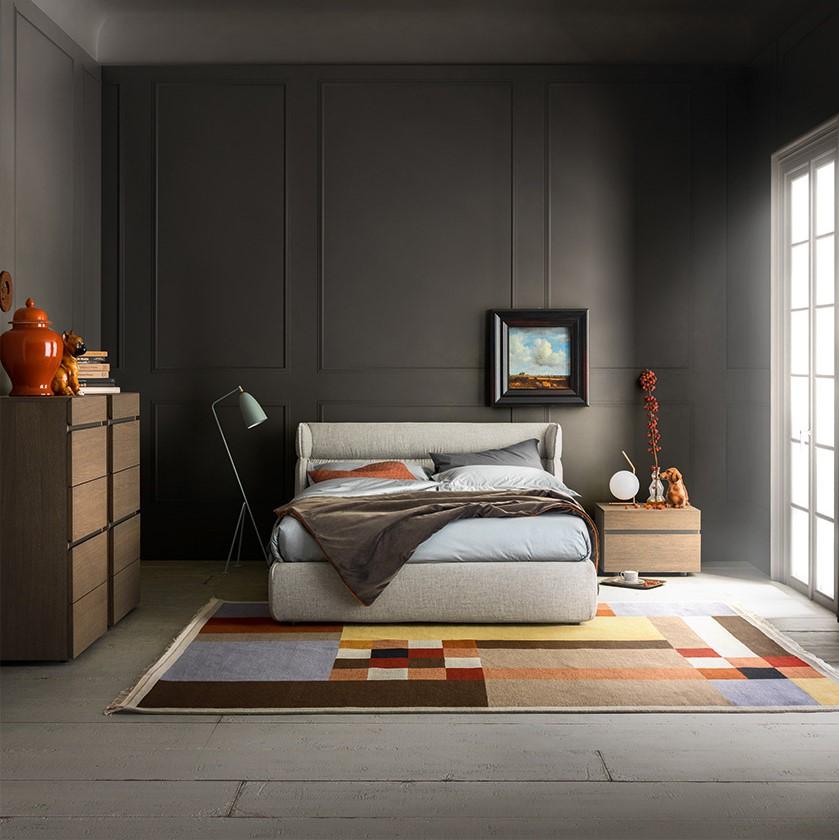 Velvet bed with upholstered headboard | Oregon by ALF Dafre