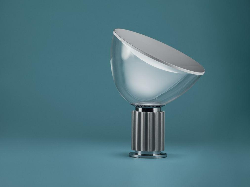 LED indirect light glass and aluminium table lamp | Taccia Small by Flos