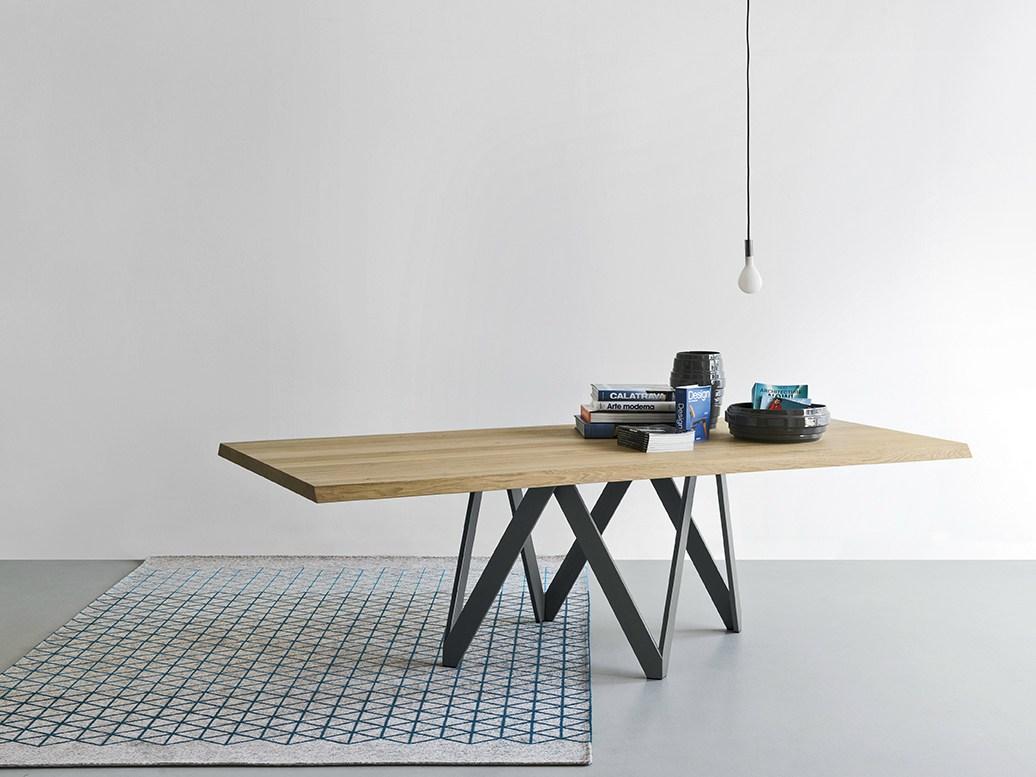 Rectangular wood veneer table | Cartesio by Calligaris