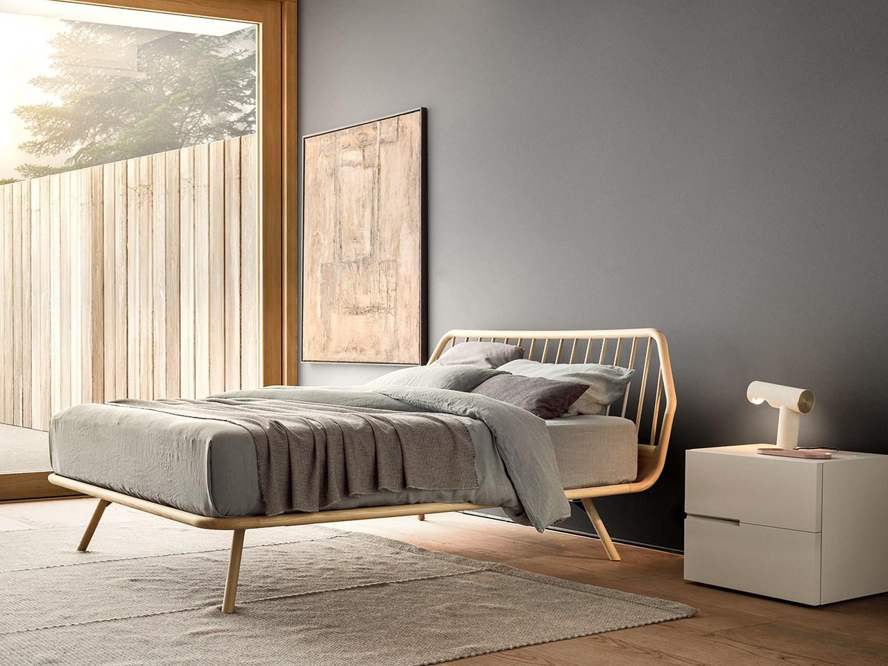 Solid wood double bed | Trama Legno by Pianca