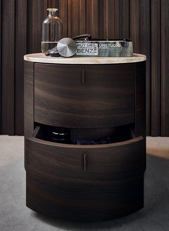 Wood veneer bedside table with drawers | Onda by Poliform
