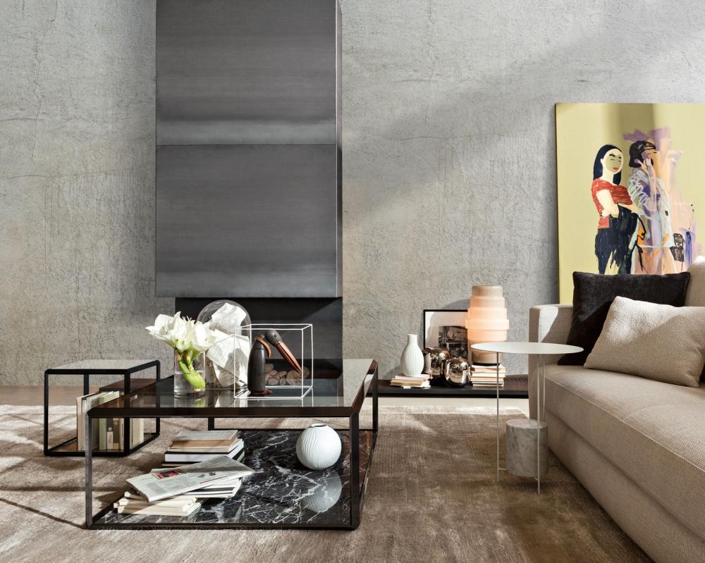 Modular square glass coffee table | 45° by Molteni