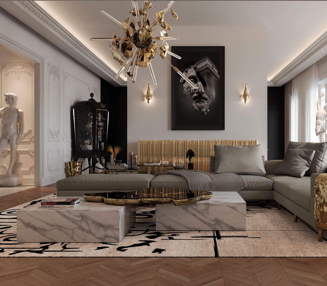 Low marble coffee table for living room | Navarra by Boca Do Lobo