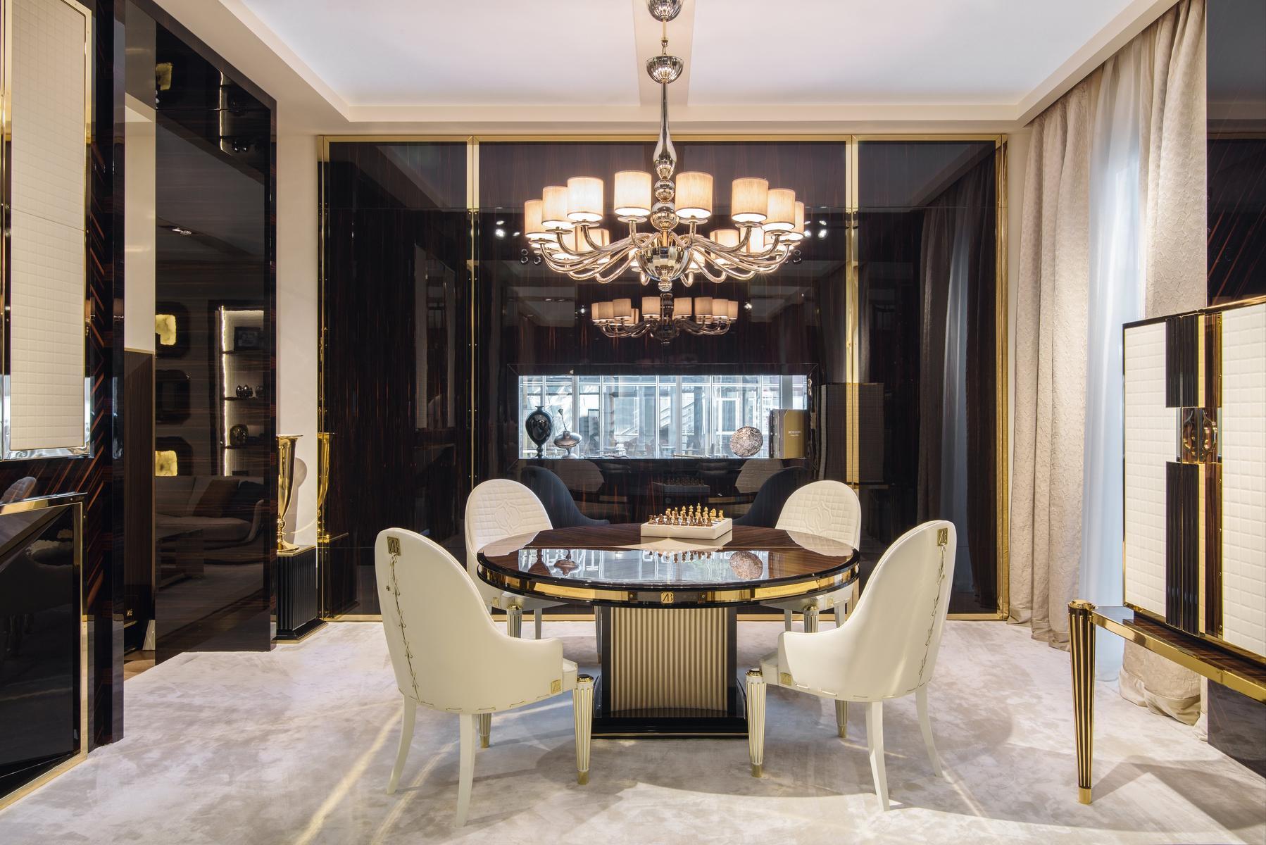 Round walnut living room table | Boston by Bruno Zampa