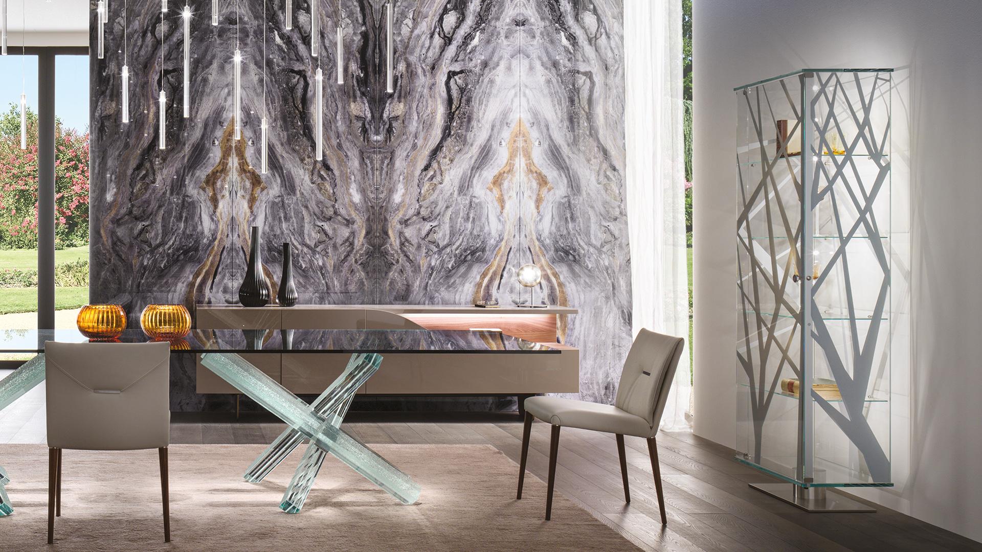 Glass display cabinet with integrated lighting | Onis by Reflex