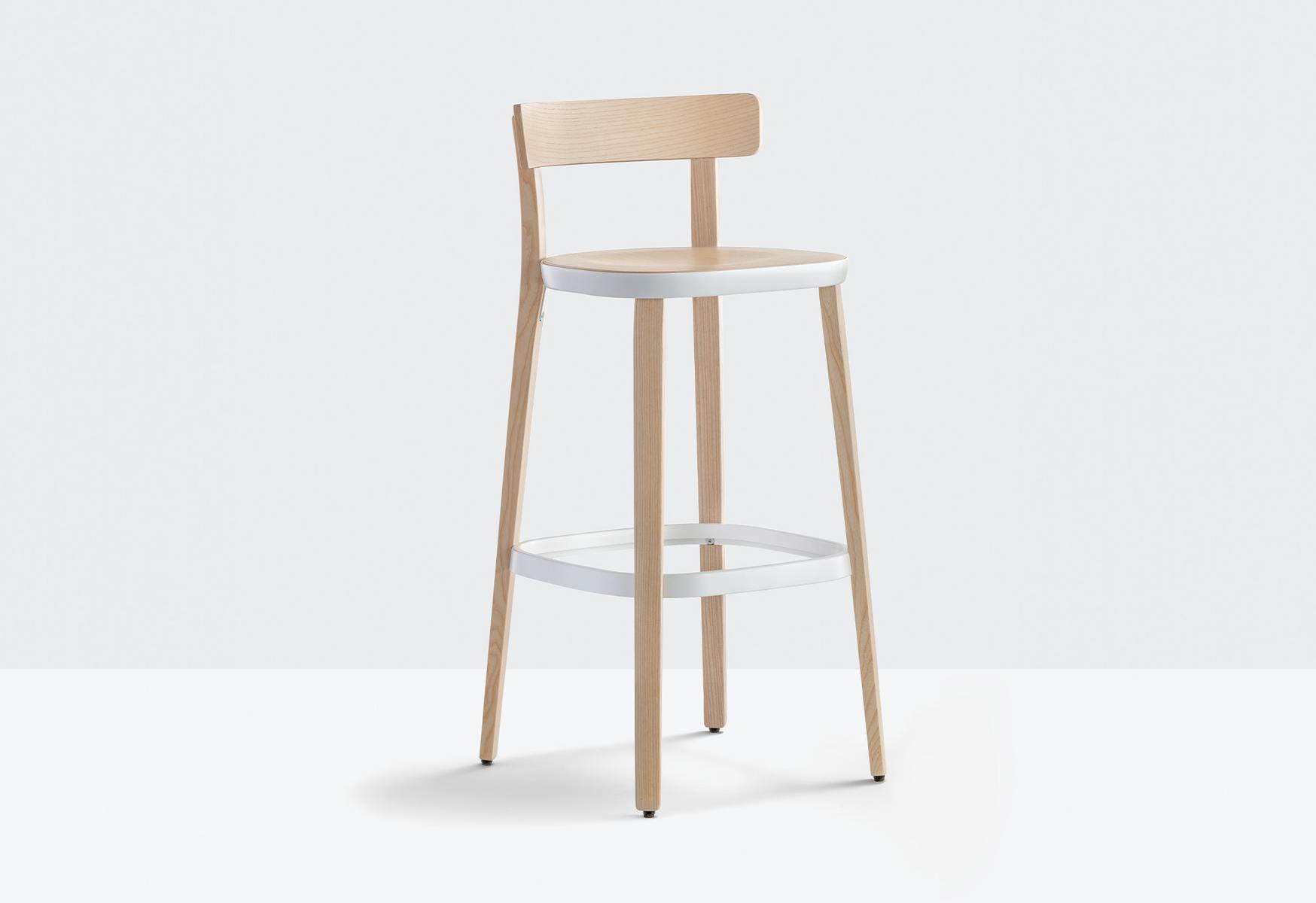 High ash stool with footrest | Folk 2937 by Pedrali