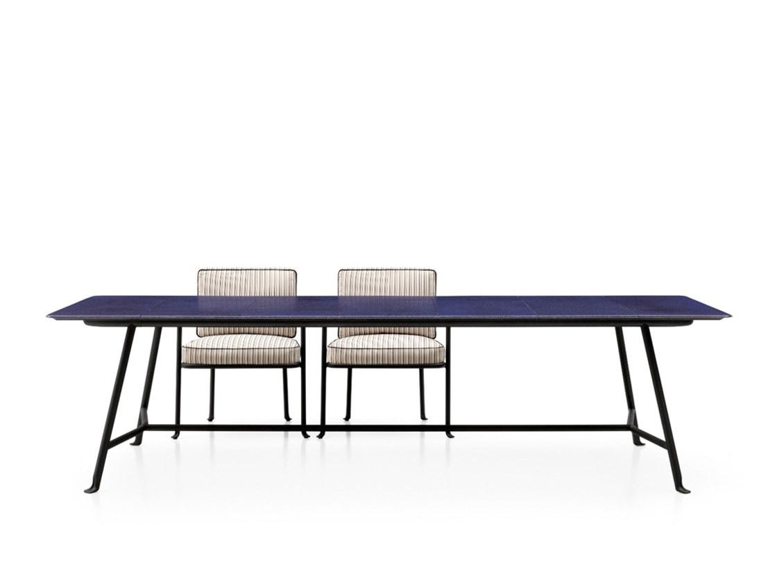 Rectangular garden table with lava stone | Borea by B&B Italia