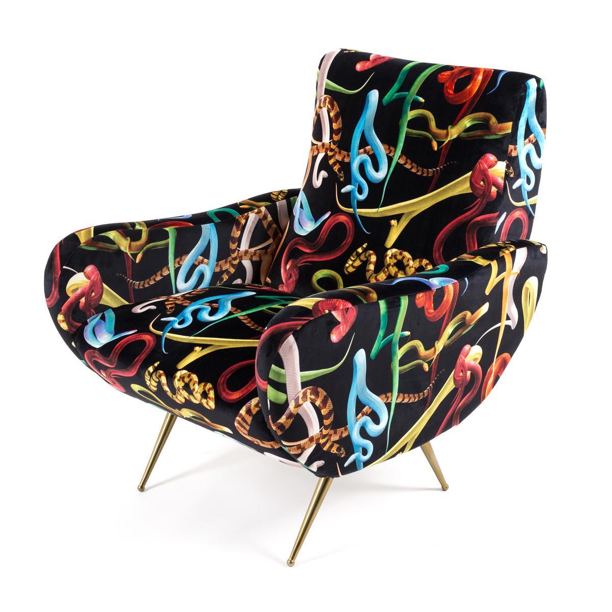Fabric armchair with armrests | Snakes by Seletti
