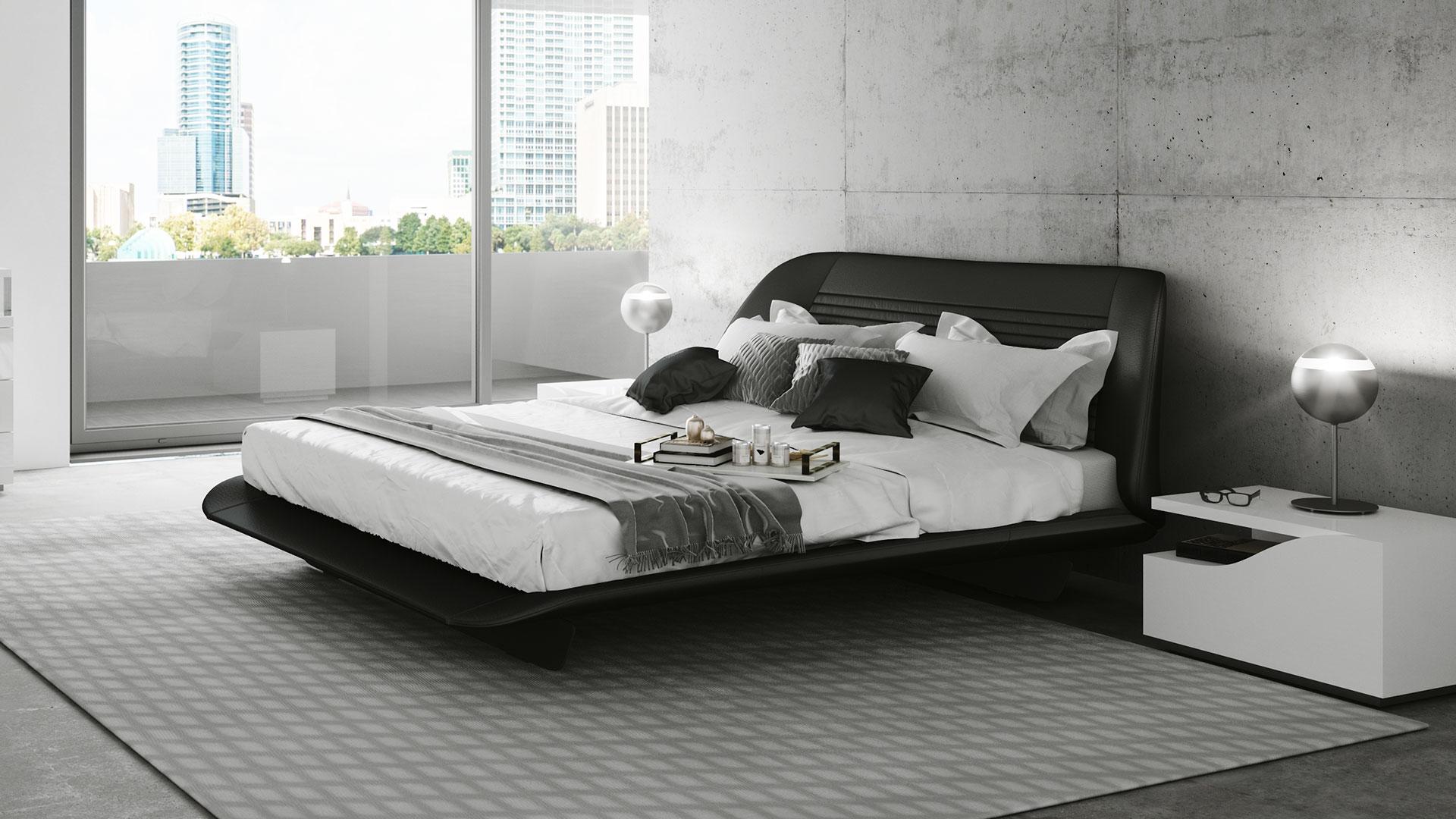 Leather double bed | Segno by Reflex