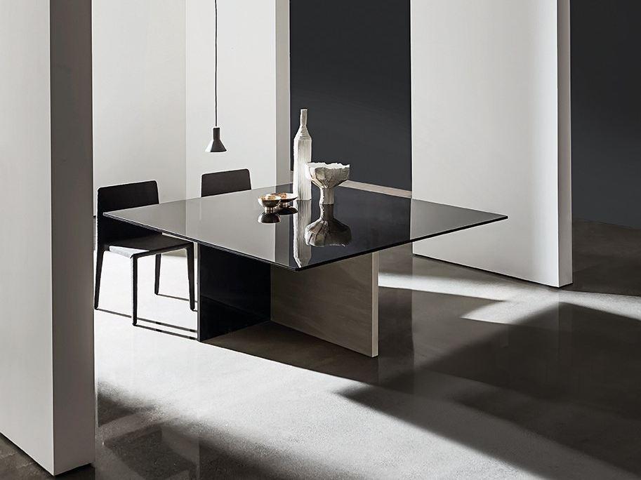 Square wood and glass table | Regolo by Sovet