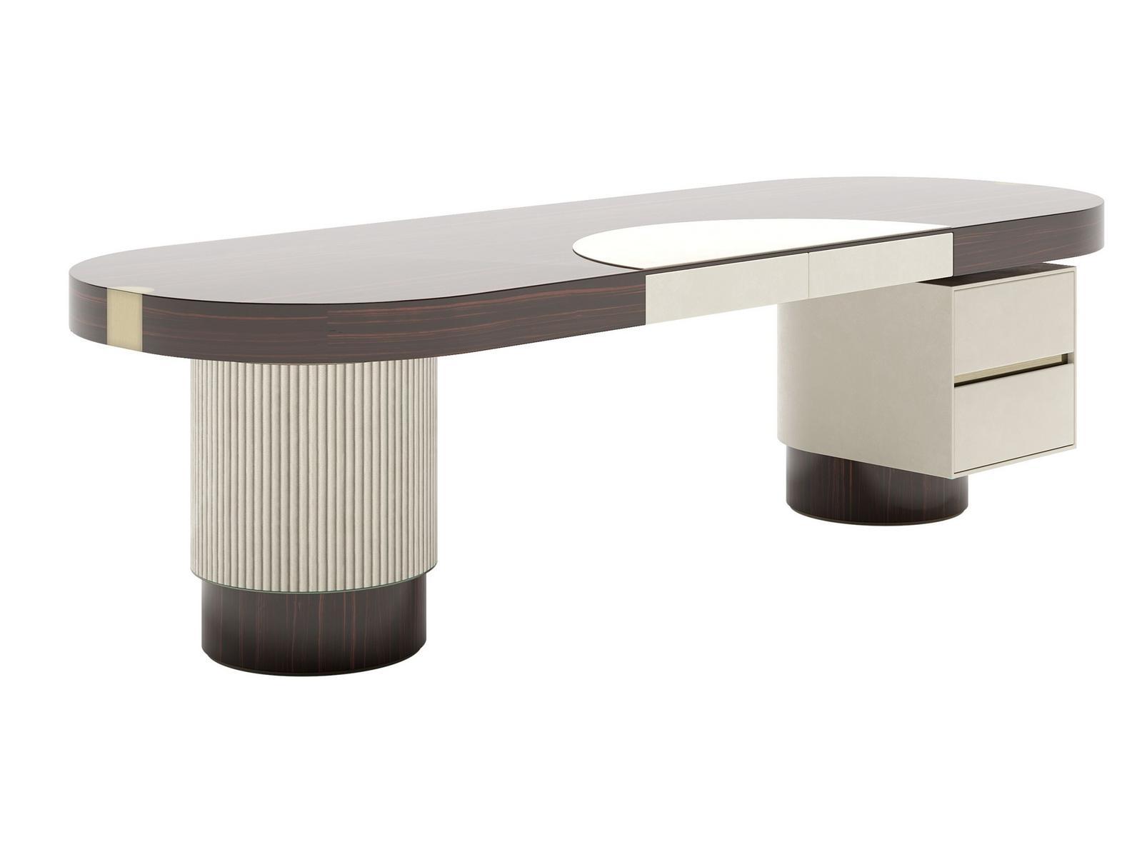 Oval wooden office desk with drawers | Olimpia by Capital Collection