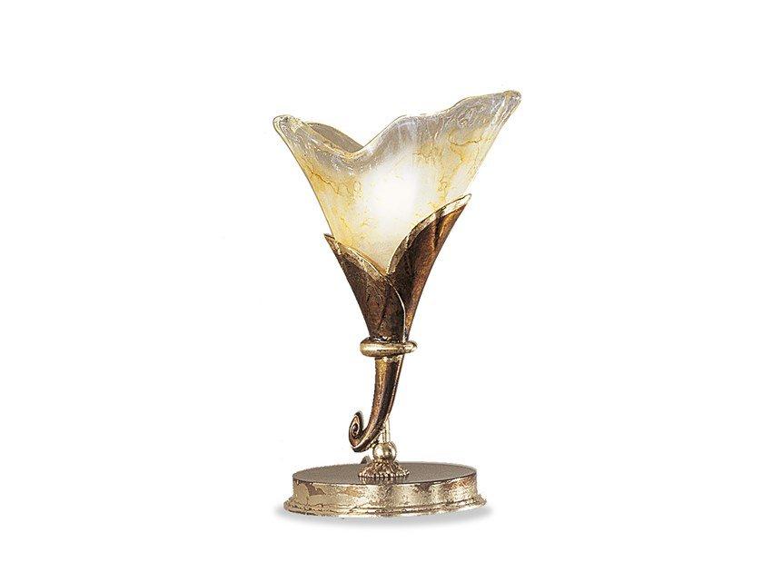 Rust/gold leaf table lamp with amber glass | Creamy 315/l by Possoni Illuminazione